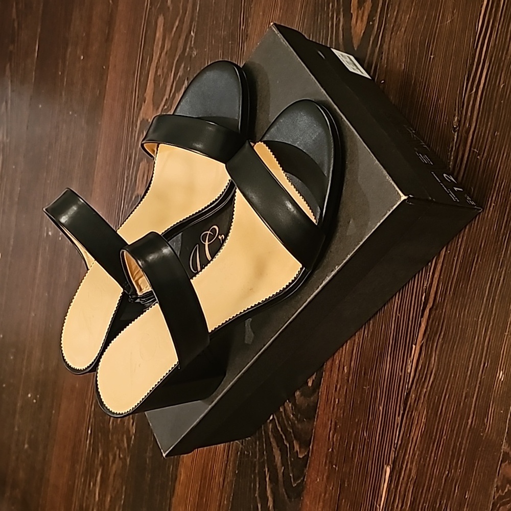 NWT JCrew Black Two Strap Simple Sandal